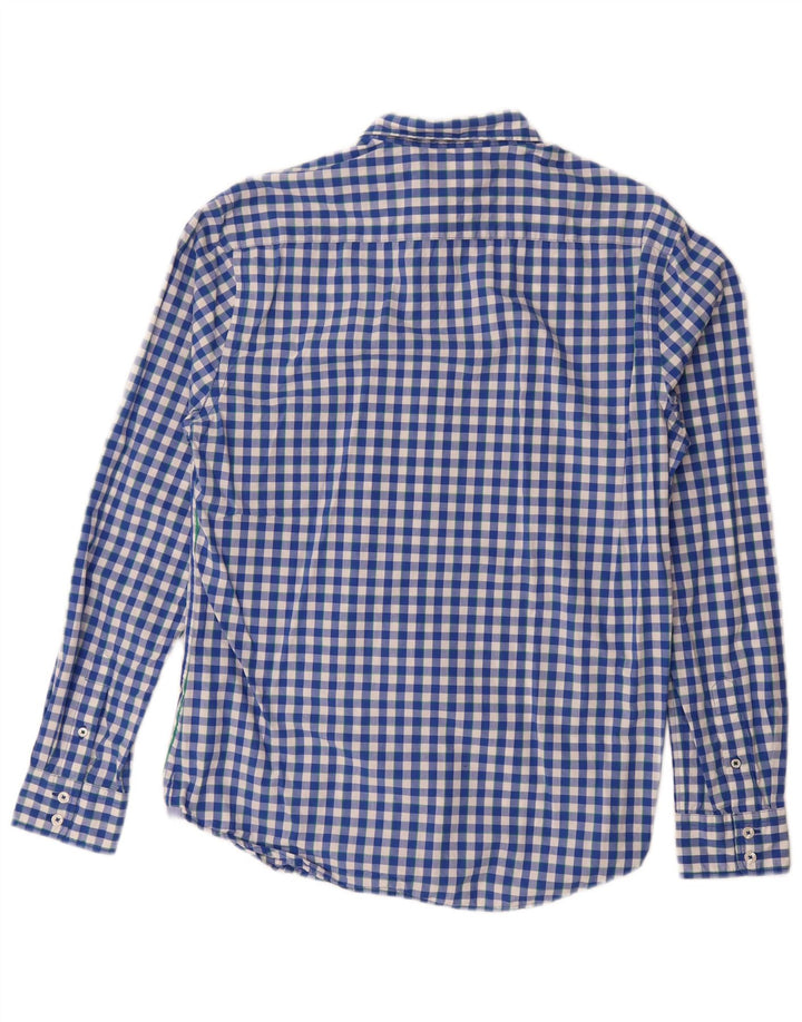 Camisa masculina slim fit BODEN algodão guingão azul médio