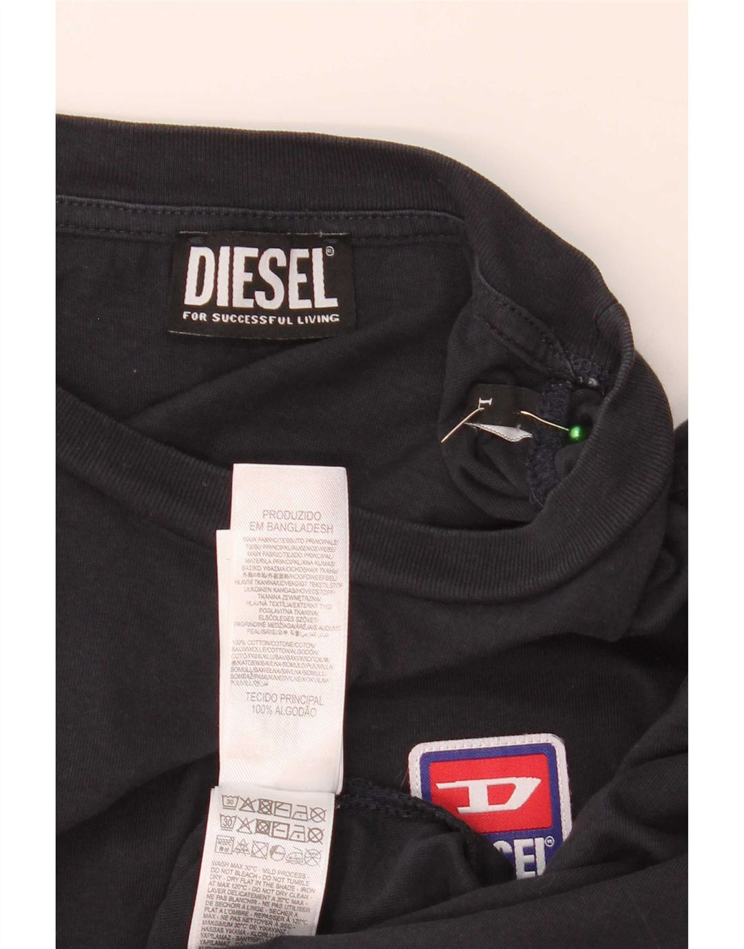 Camiseta masculina Diesel Top grande algodão azul marinho