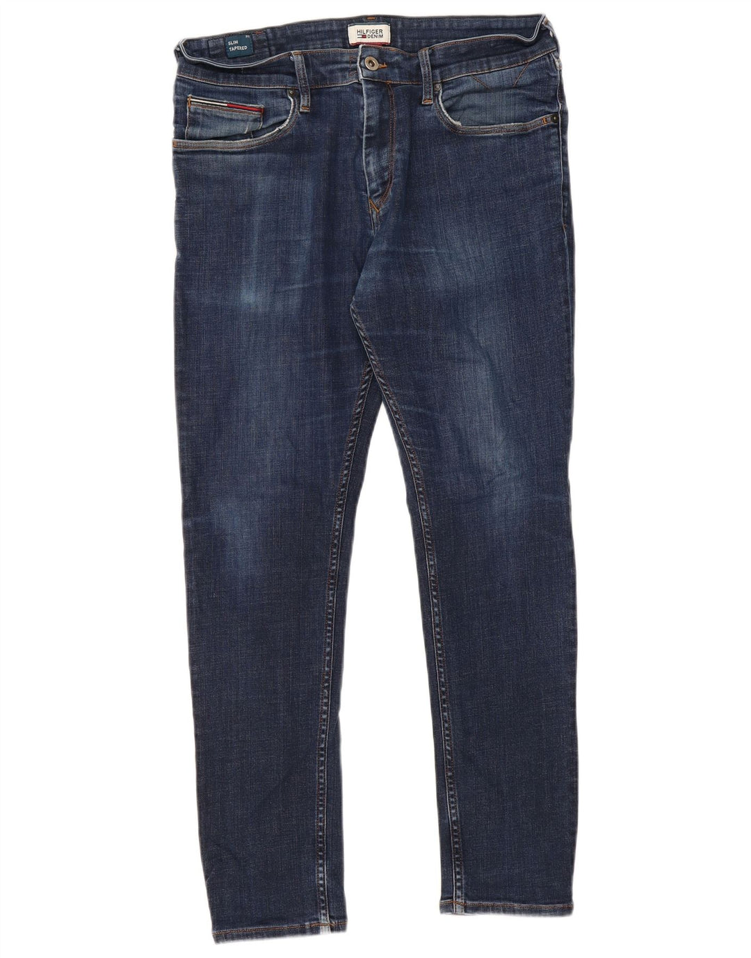 TOMMY HILFIGER Masculino Slim Tapered Jeans W34 L30 Azul Algodão