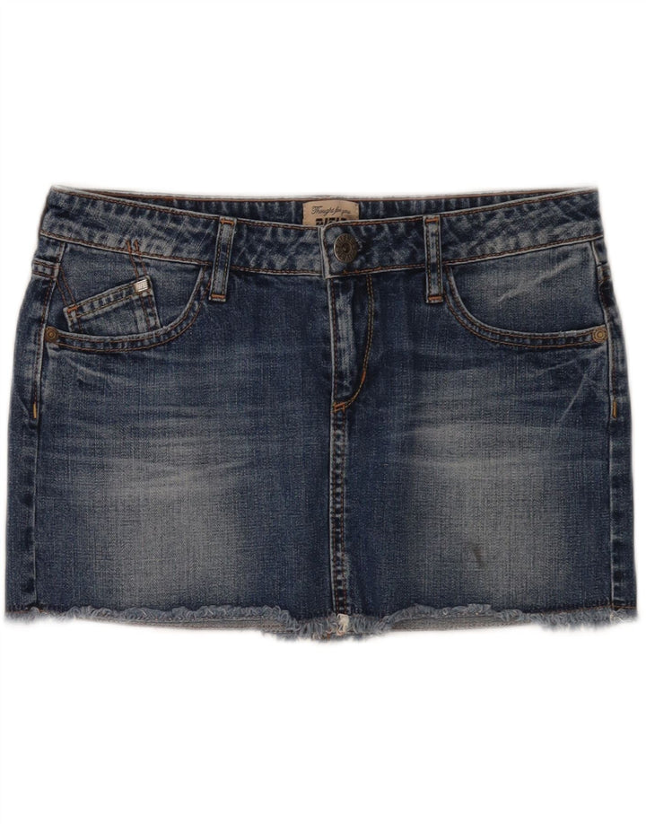 Mini saia jeans feminina Rifle W27 pequena algodão azul