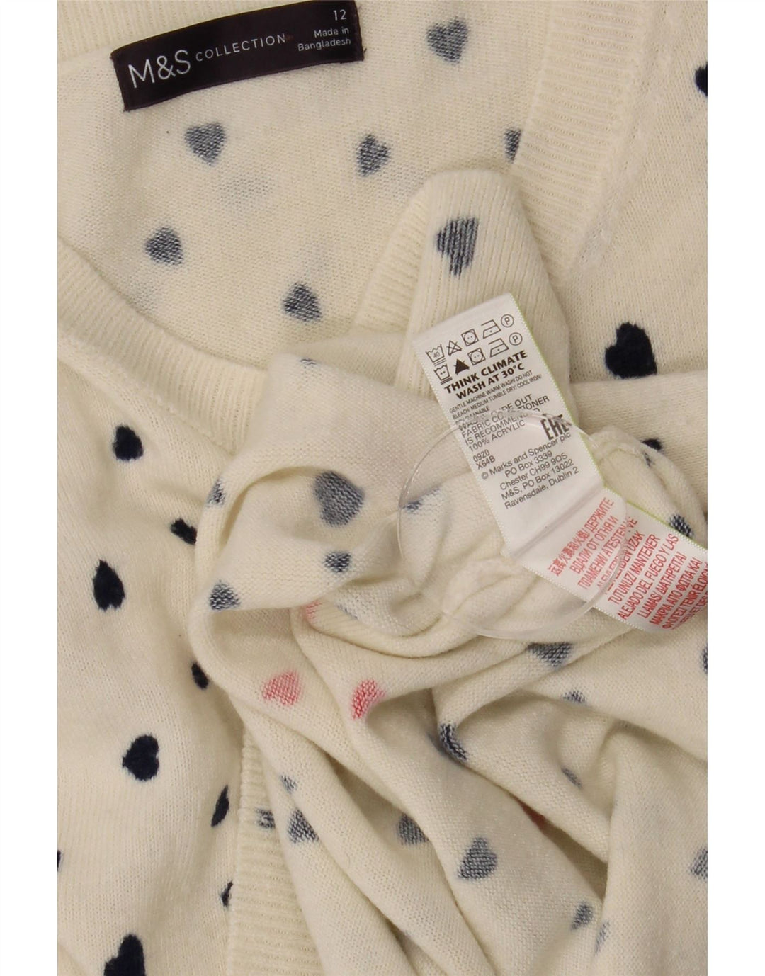 Suéter feminino Marks & Spencer com gola canoa Reino Unido 12 médio branco