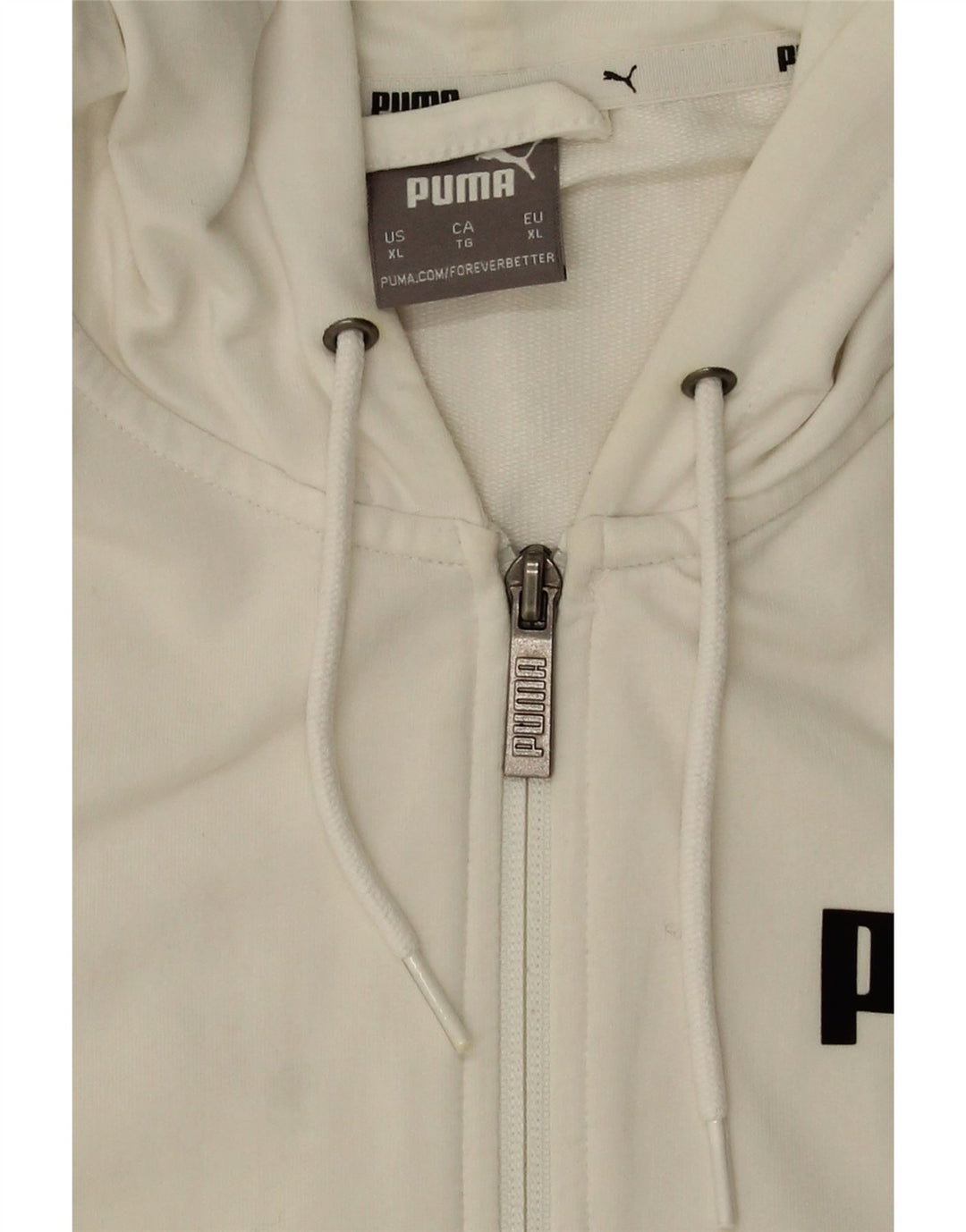 PUMA Mens Graphic Zip Hoodie Sweater XL White Cotton Vintage Puma and Second-Hand Puma from Messina Hembry 