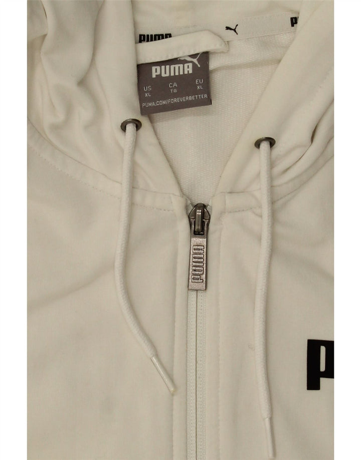 PUMA Mens Graphic Zip Hoodie Sweater XL White Cotton Vintage Puma and Second-Hand Puma from Messina Hembry 