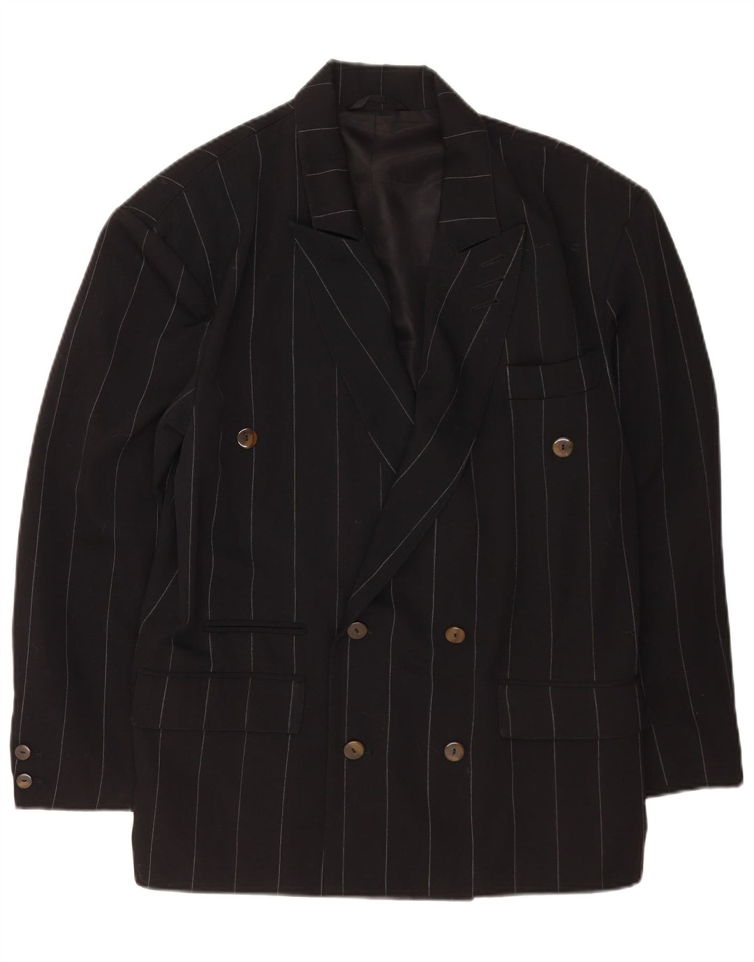 Jaqueta blazer masculina vintage com peito duplo IT 46 pequena listrada preta