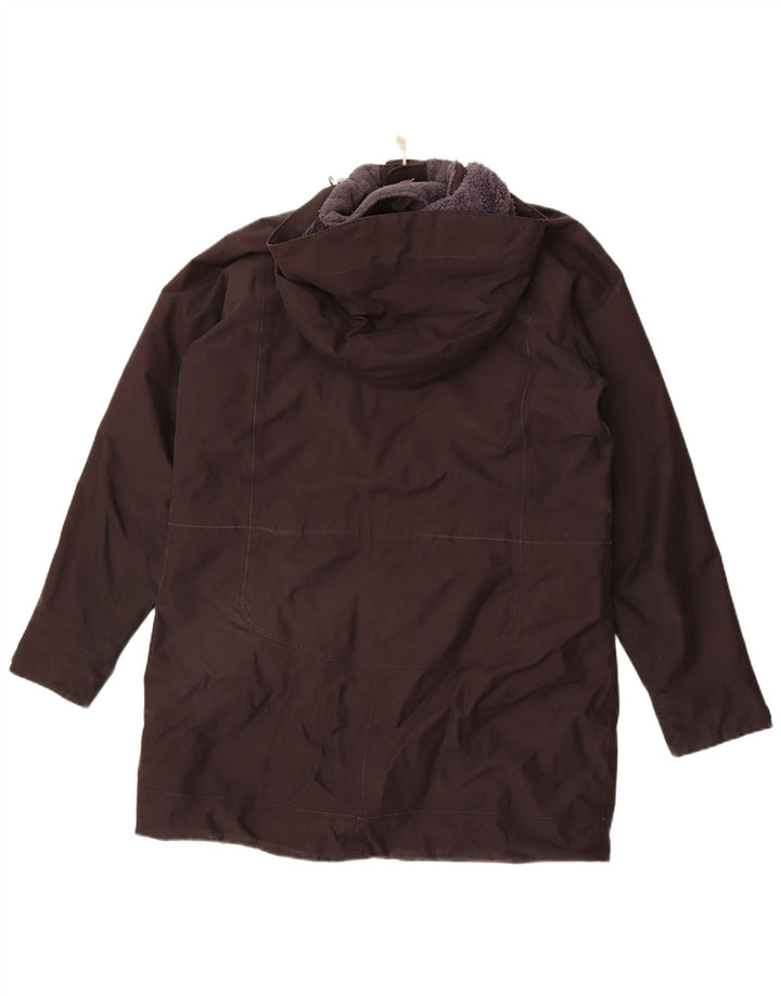 Casaco corta-vento feminino com capuz Jack Wolfskin Reino Unido 16 grande poliéster preto