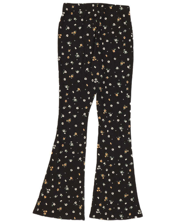 Leggings femininas Topshop Flare UK 10 pequenas W26 L31 poliéster floral preto