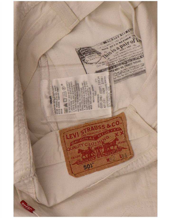 Calça jeans masculina Levi's 501 Straight W32 L26 algodão branco