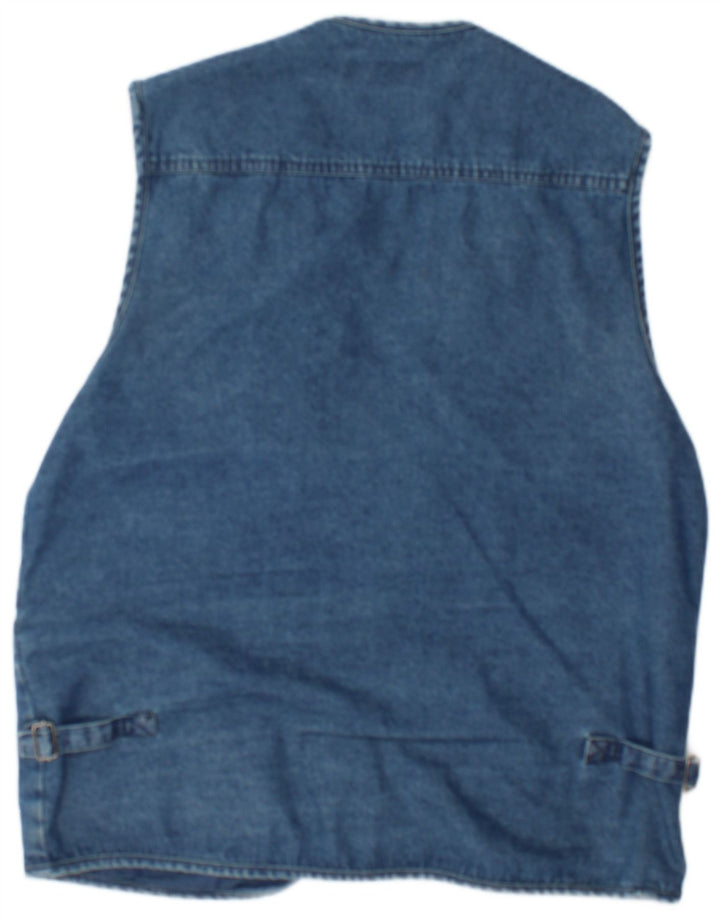Olympia Mens Denim Utility Gilet UK 38 Algodão Azul Médio