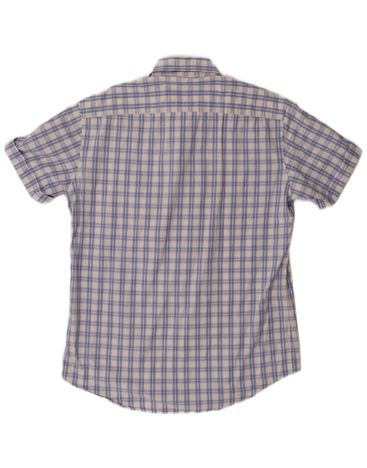 Carrera Camisa masculina de manga curta xadrez azul médio