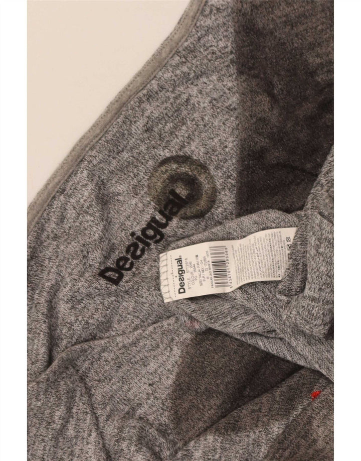 Desigual Top gráfico feminino manga 3/4 Reino Unido 14 cinza médio geométrico