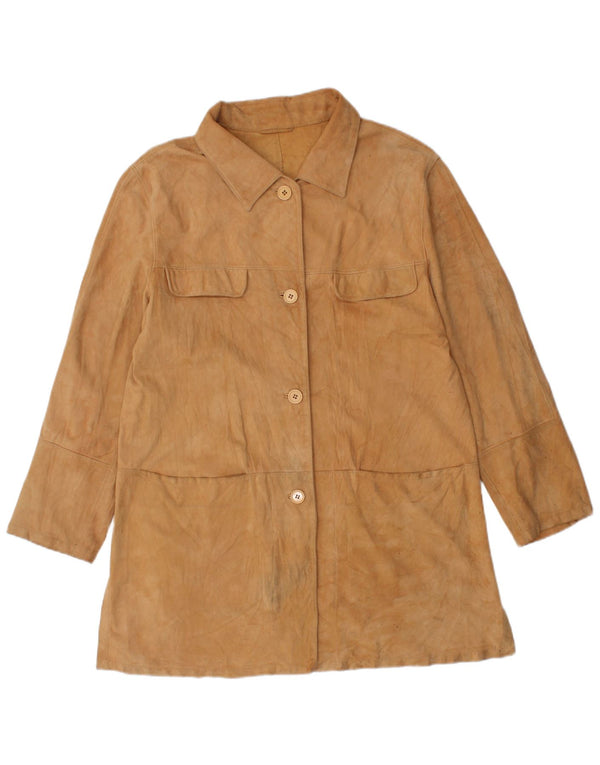 Jaqueta feminina de camurça GIMO'S UK 12 médio bege