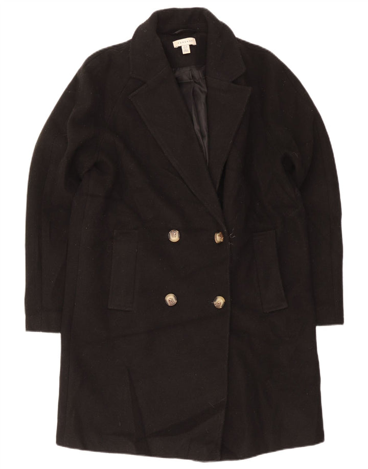 Casaco feminino oversized com peito duplo Topshop UK 10 poliéster preto pequeno