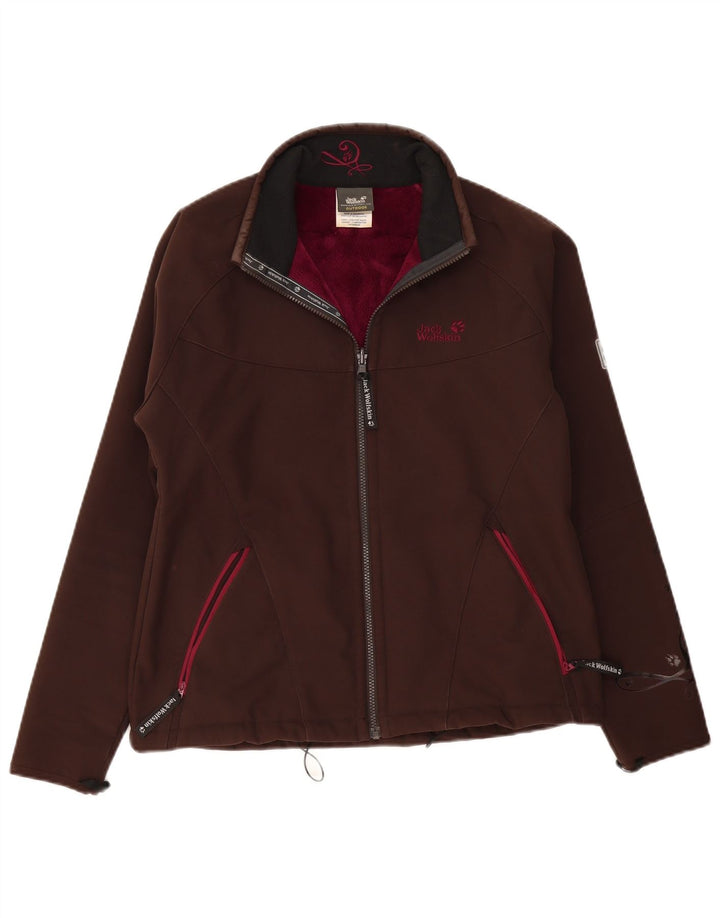 Jaqueta corta-vento feminina Jack Wolfskin UK 16 grande poliéster marrom