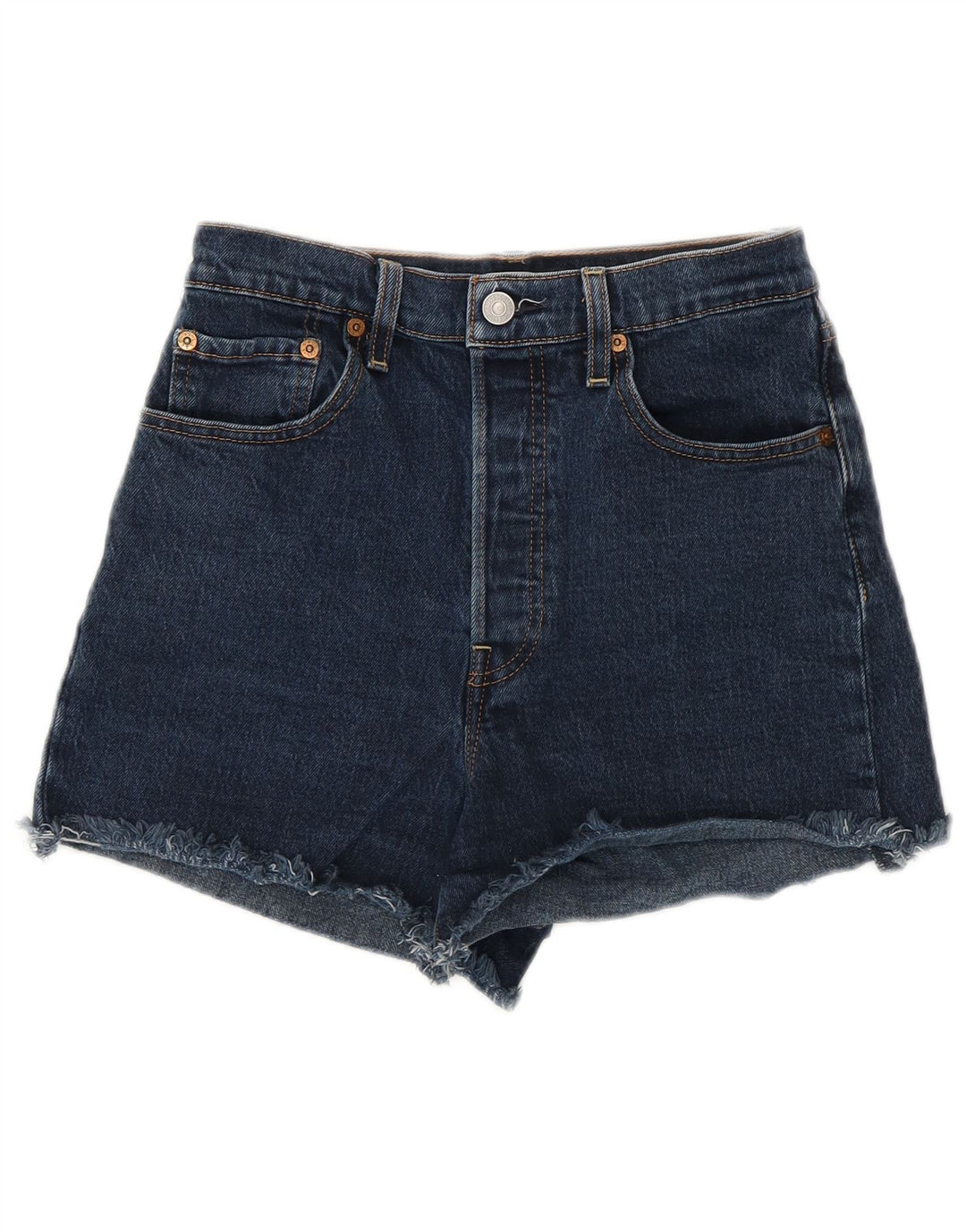 Shorts jeans feminino 501 da Levi's W27 pequeno azul algodão clássico
