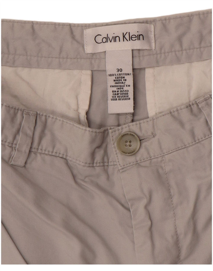 Calvin Klein Mens Chino Shorts W30 Algodão Cinza Médio