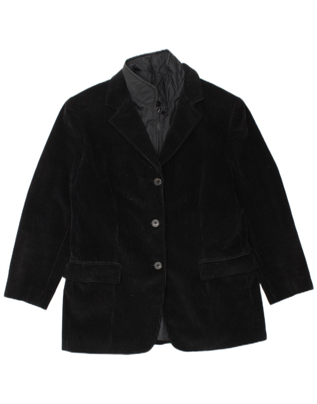 Jaqueta blazer feminina de veludo cotelê com 3 botões FAY IT 46 grande preta