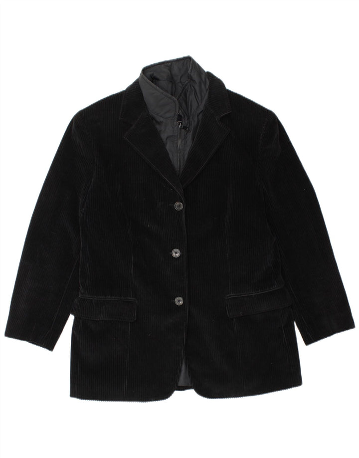 Jaqueta blazer feminina de veludo cotelê com 3 botões FAY IT 46 grande preta