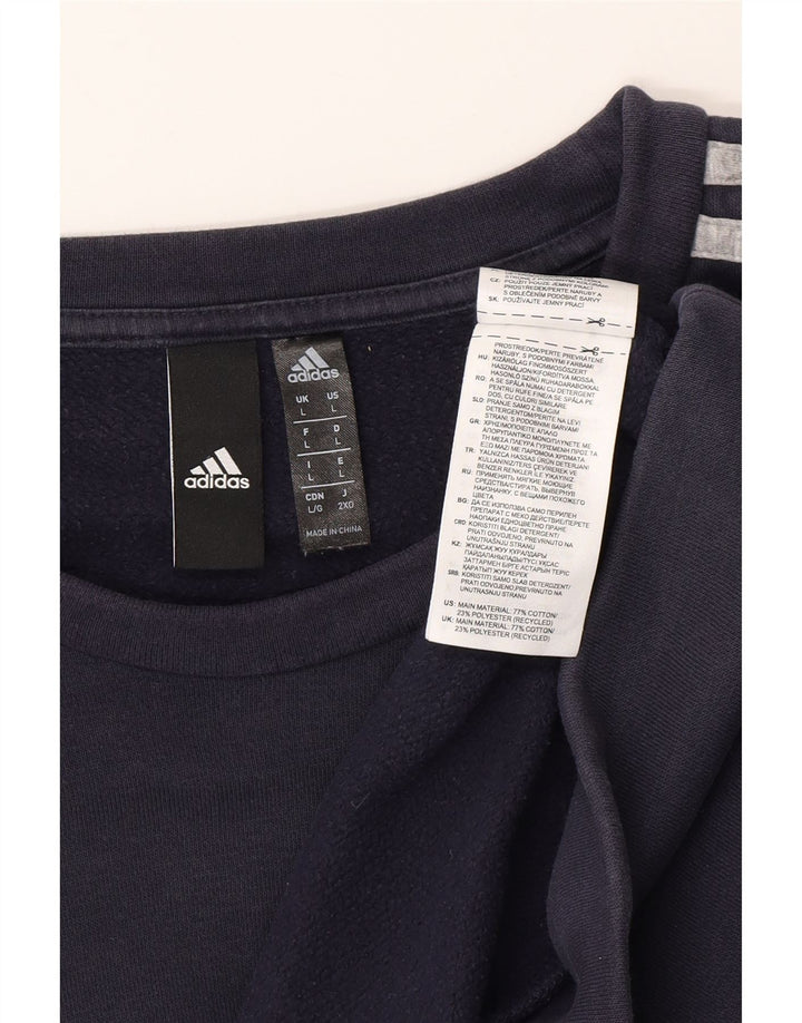 ADIDAS Mens Moletom Jumper Grande Algodão Azul Marinho