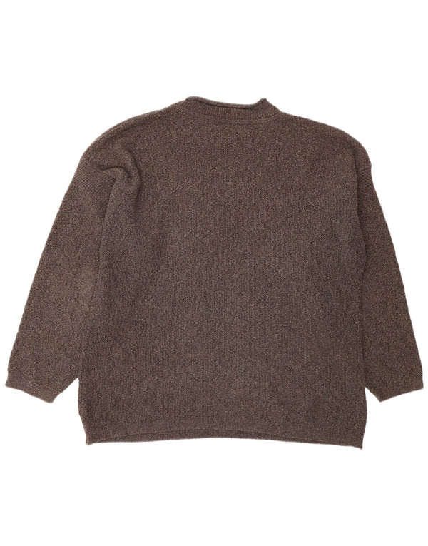 Suéter vintage masculino com gola redonda e algodão marrom XL