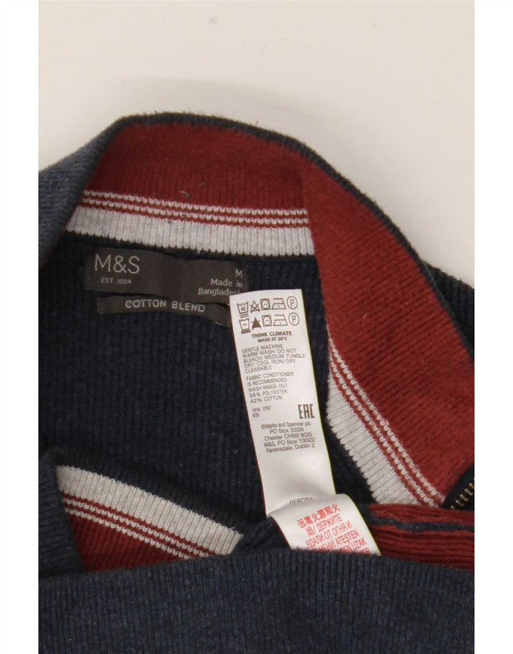 Suéter cardigã masculino Marks & Spencer médio azul marinho poliéster