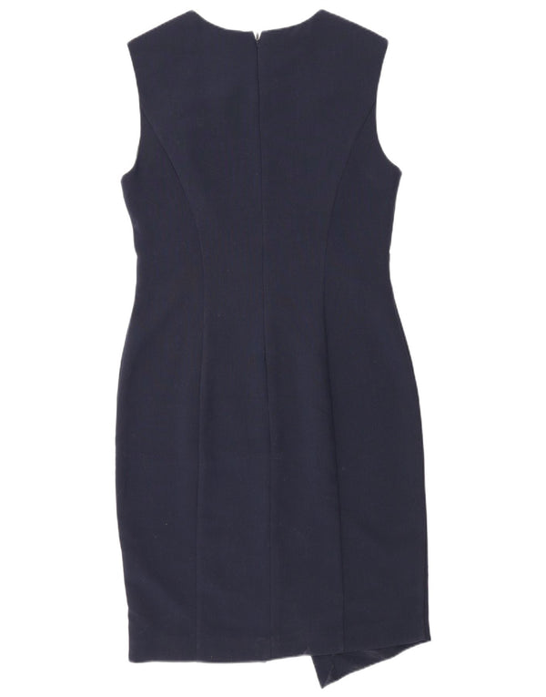 Topshop vestido feminino sem mangas com bainha UK 12 poliéster azul marinho médio