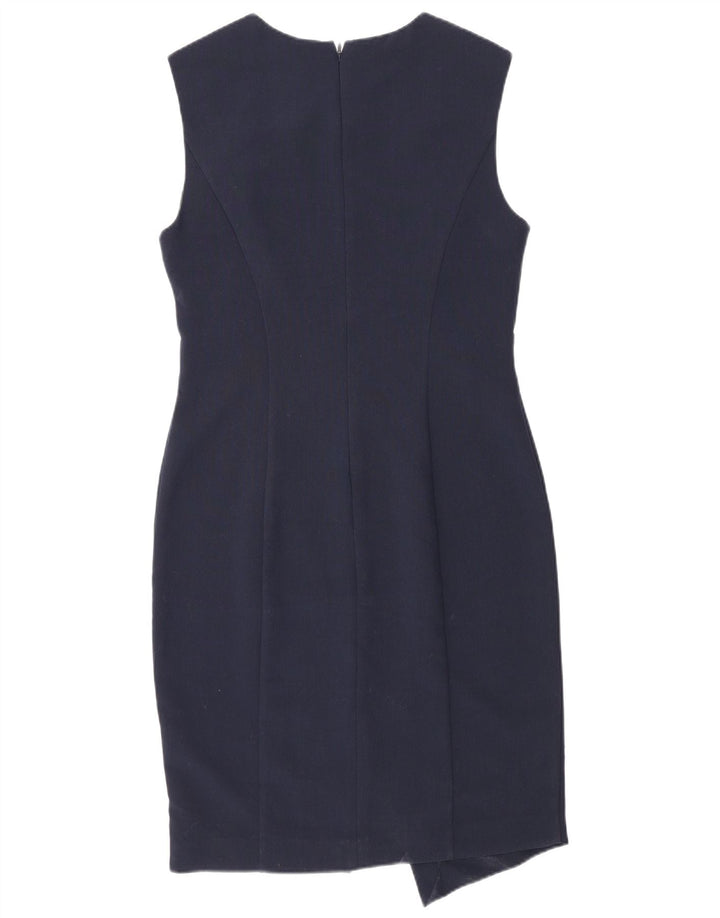 Topshop vestido feminino sem mangas com bainha UK 12 poliéster azul marinho médio