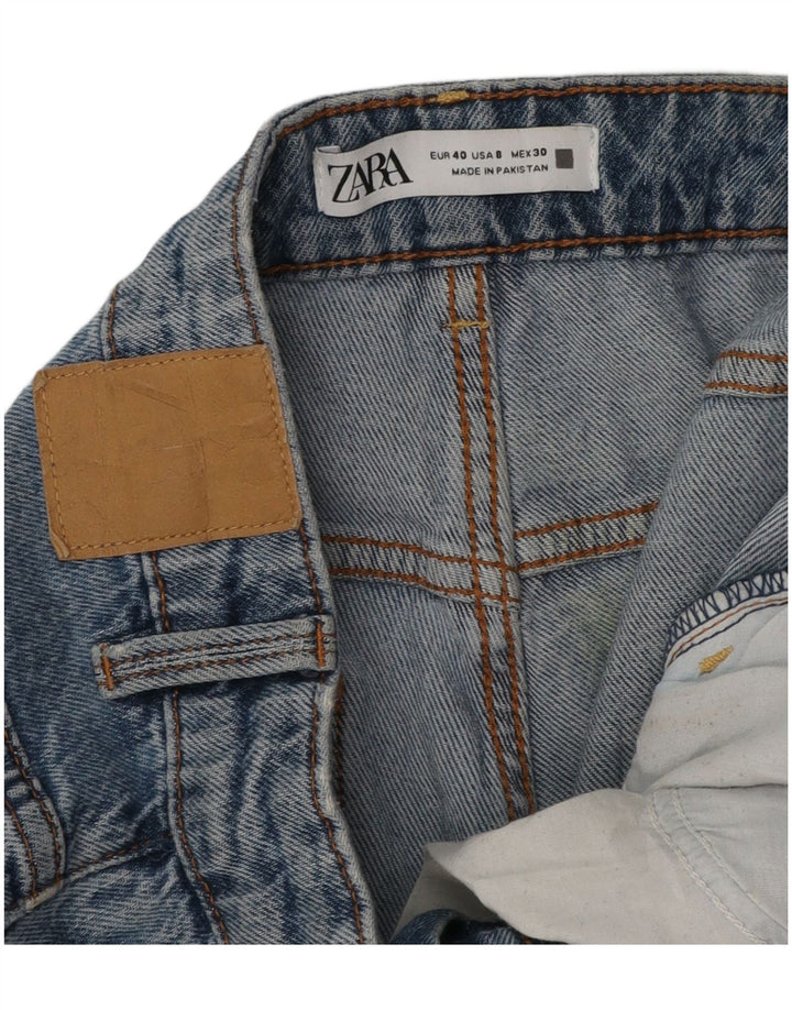Zara Jeans feminino angustiado cônico EU 40 médio W30 L27 algodão azul