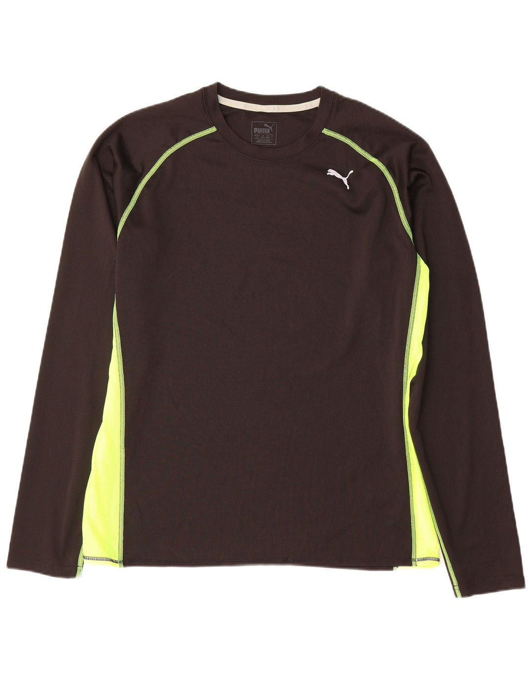 Top masculino Puma manga comprida grande bloco colorido preto