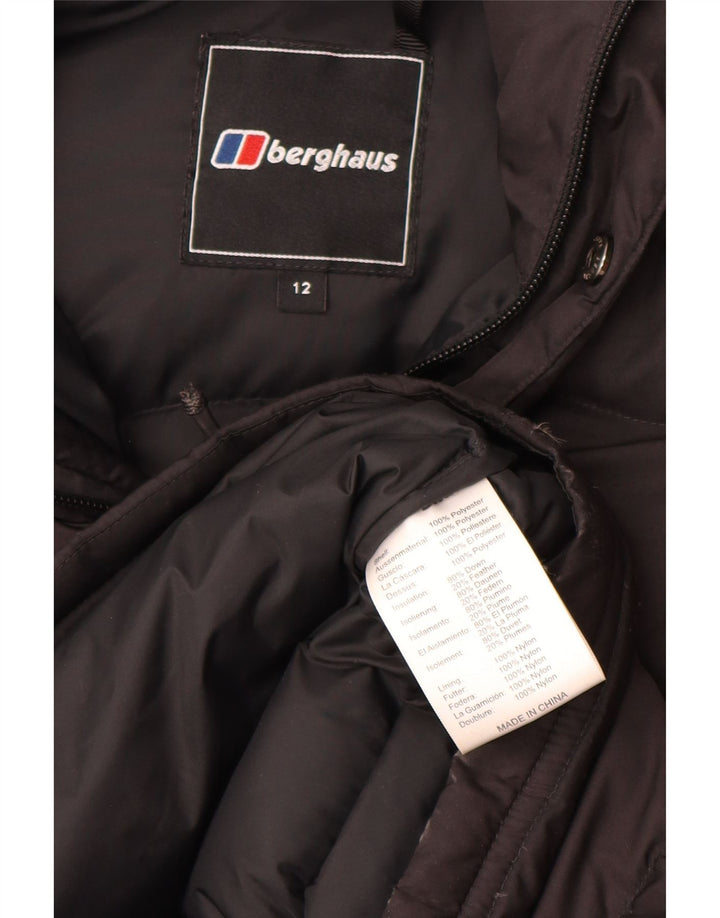 Casaco acolchoado com capuz feminino Berghaus UK 12 poliéster preto médio