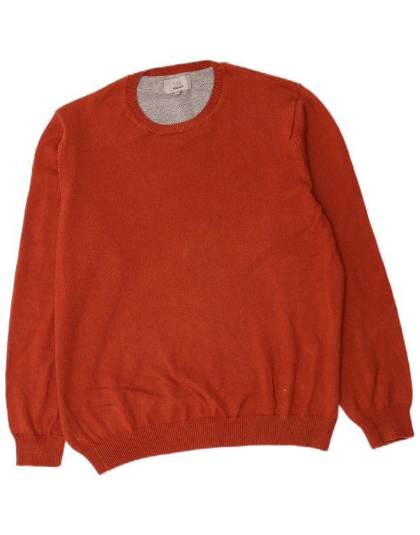 Suéter masculino Marks & Spencer com ajuste regular e gola redonda, grande algodão vermelho