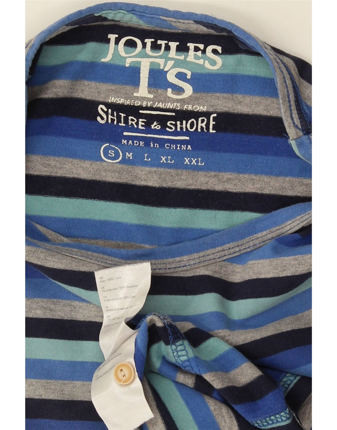 Camiseta masculina Joules Top pequeno algodão listrado azul
