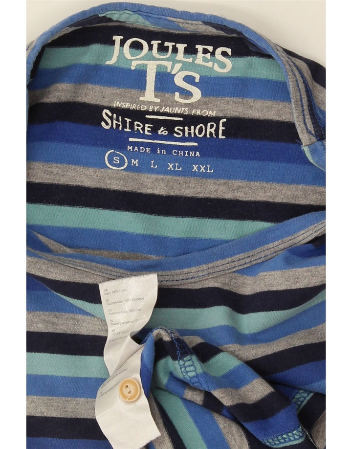 Camiseta masculina Joules Top pequeno algodão listrado azul
