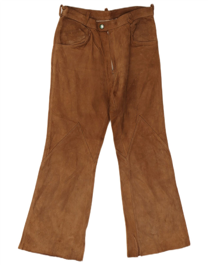 Calça feminina vintage flare camurça W26 L26 bege