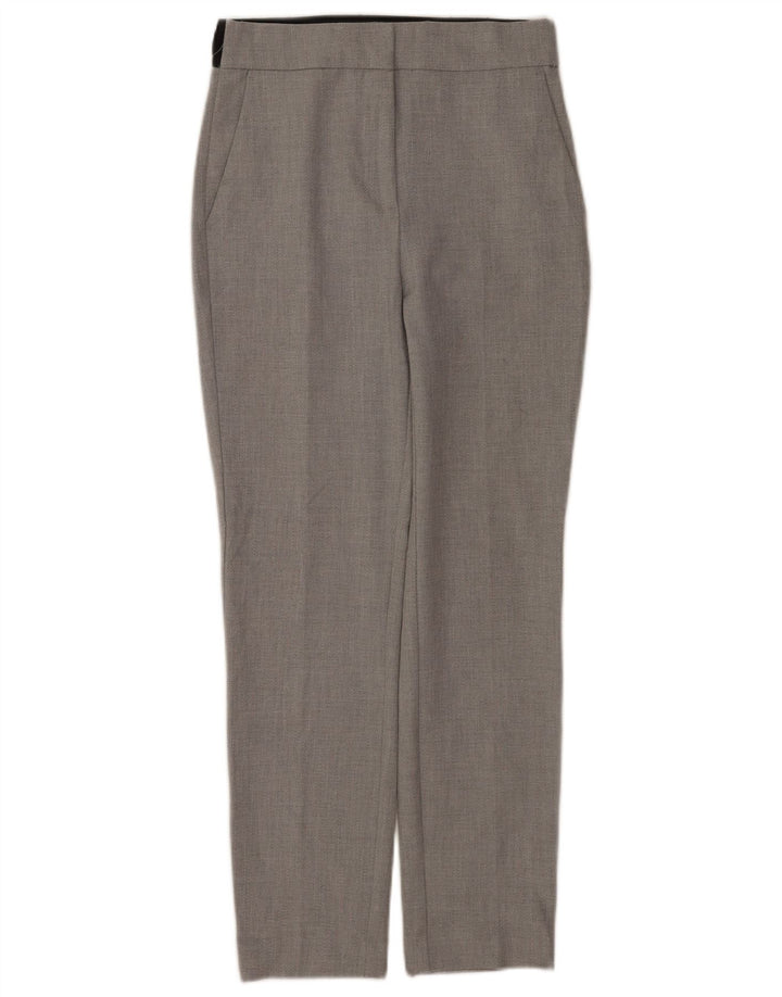 Calça feminina Zara Slim Suit pequena W26 L28 cinza poliéster