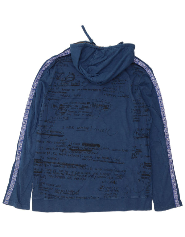 Desigual Top gráfico masculino com capuz manga comprida XL algodão azul