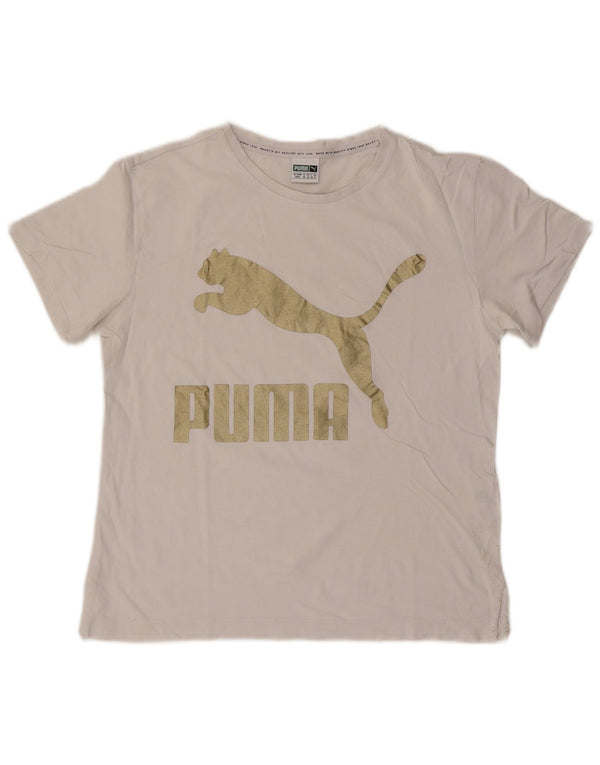 Puma Camiseta Feminina Graphic Top UK 14 Médio Algodão Branco