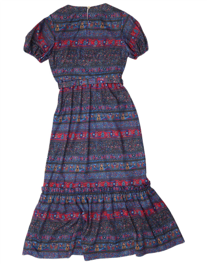 Vestido maxi feminino VINTAGE Reino Unido 12 Paisley médio multicolorido