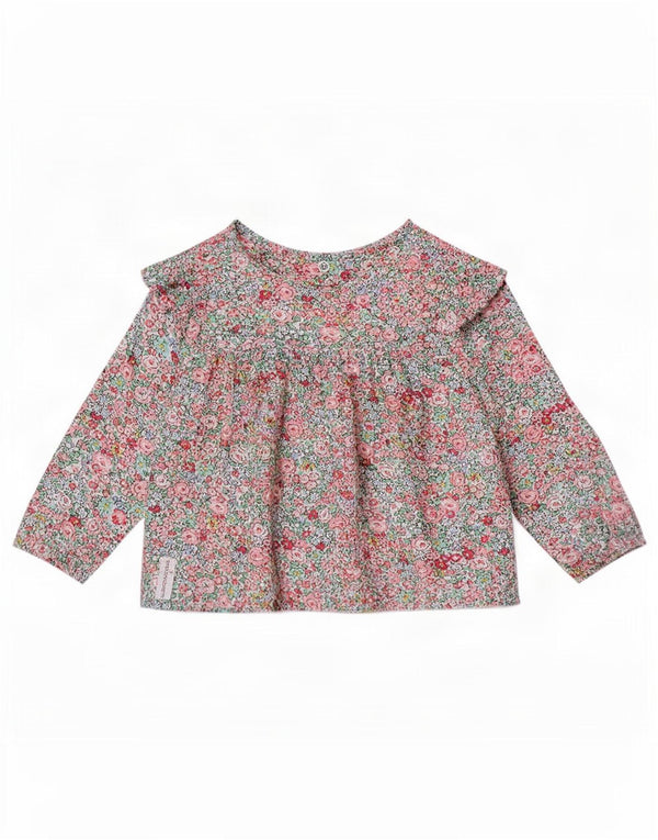 Top Joules para bebês meninas manga comprida 12-18 meses viscose floral multicolorida