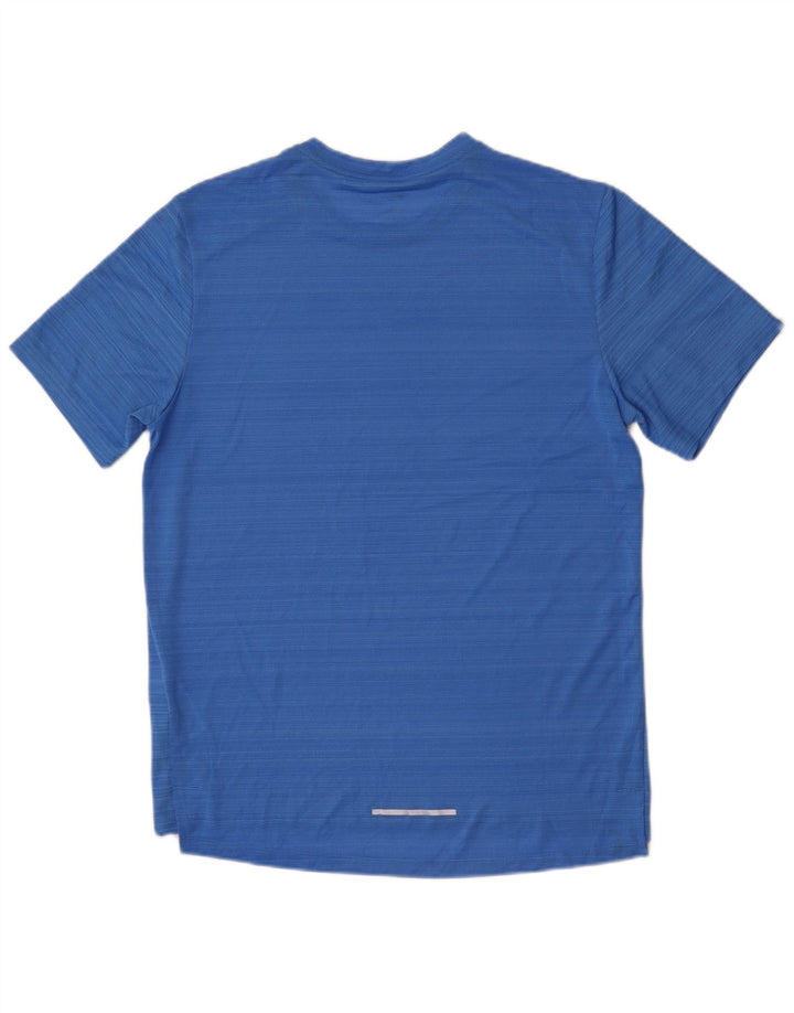 Nike Mens Dri Fit Camiseta Top Médio Azul Listrado Poliéster