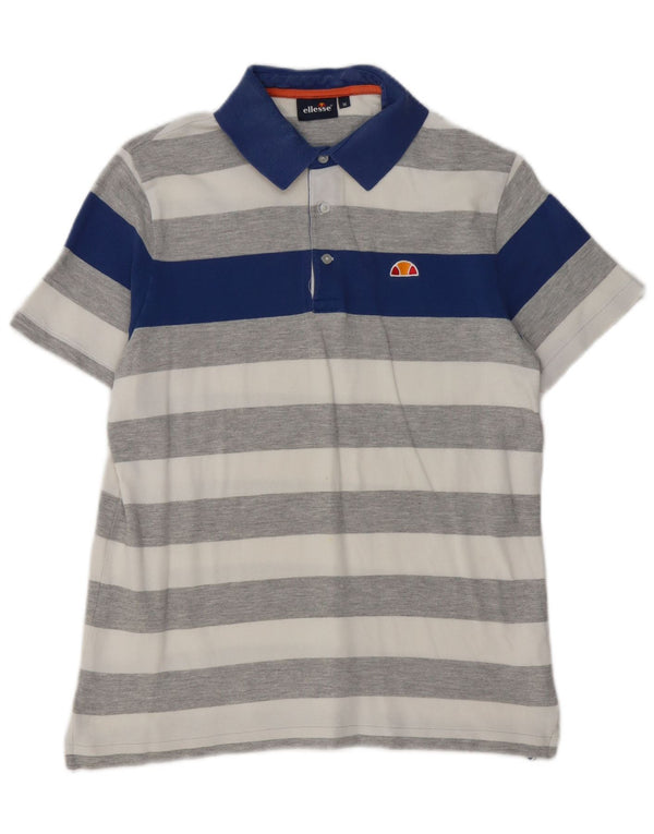 Camisa polo masculina de rugby ELLESSE listrada cinza médio