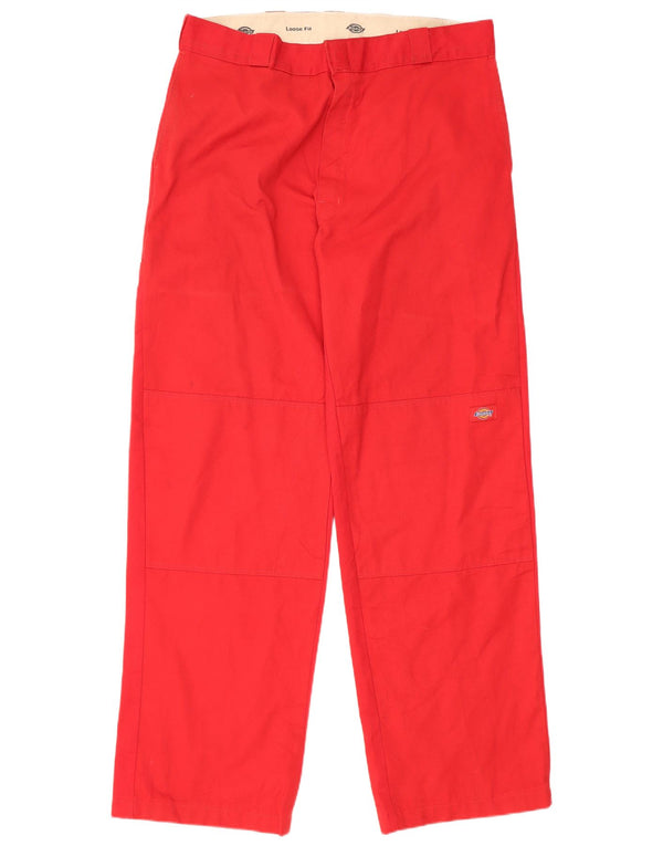 Calças Dickies Mens Loose Fit Cargo W36 L33 Poliéster Vermelho