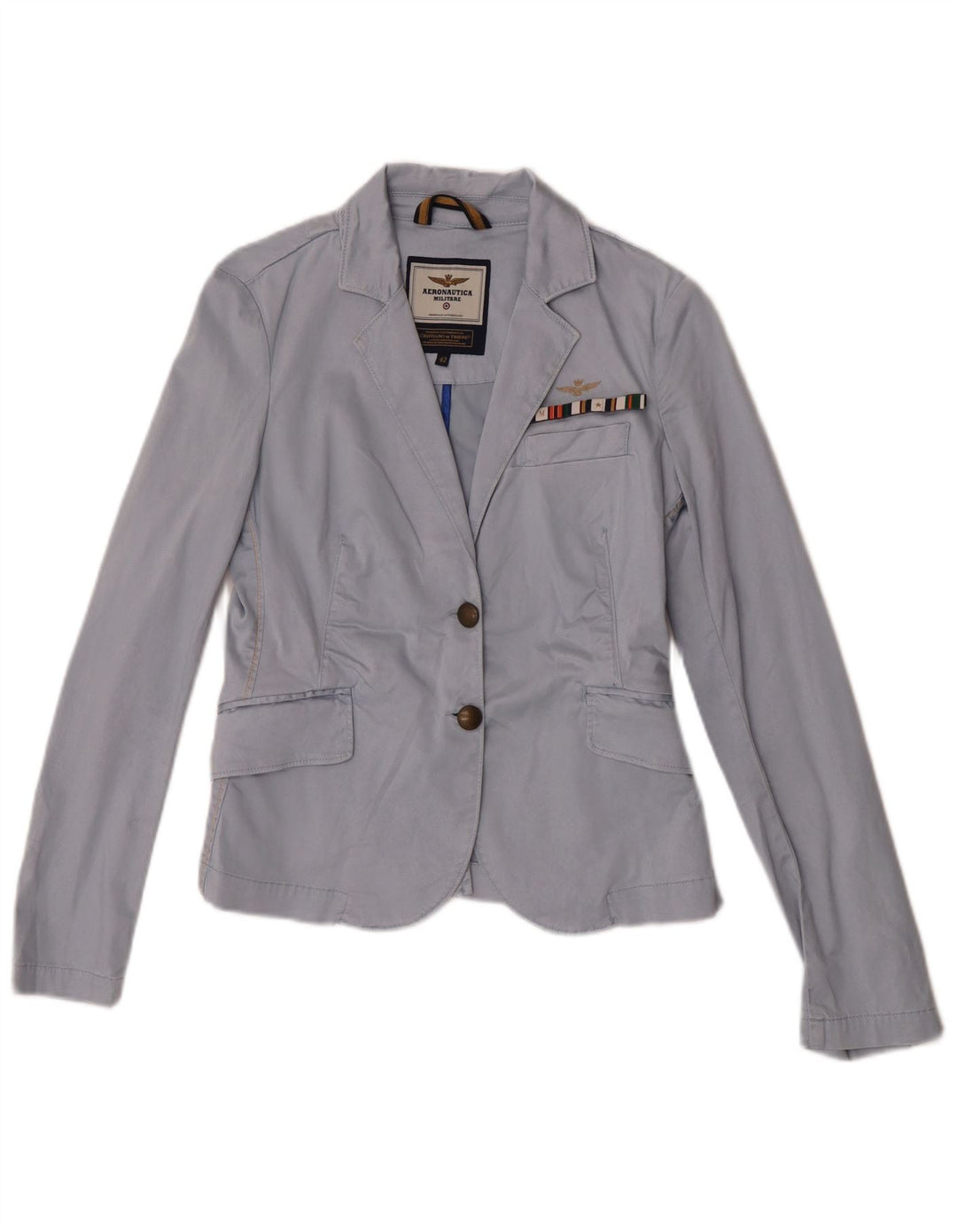 Aeronautica Militare Jaqueta Blazer Feminina com 2 Botões IT 42 Azul Médio