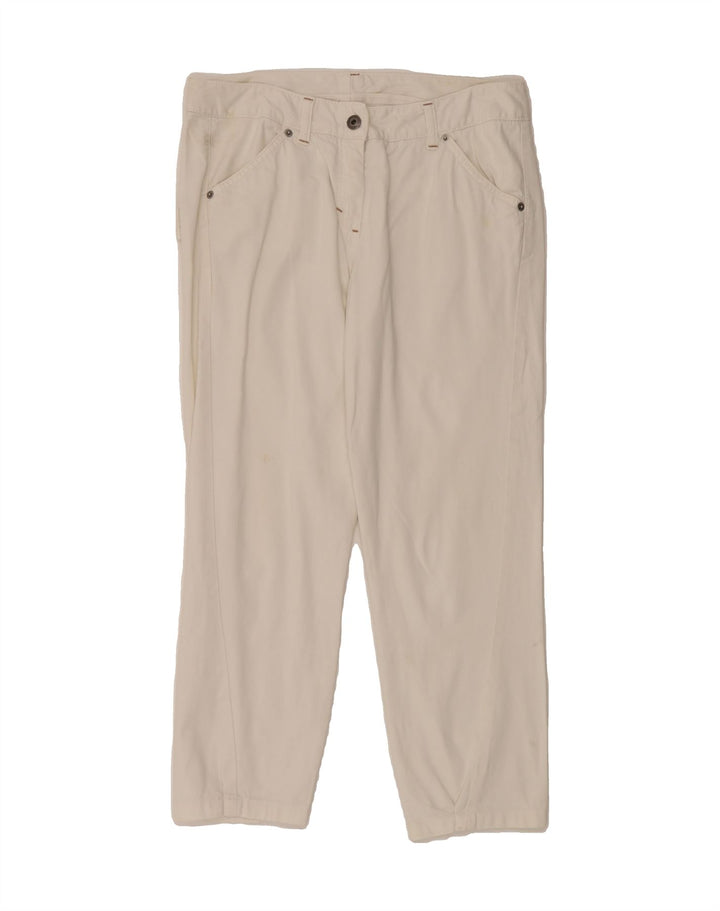 BENETTON Womens Straight Cropped Trousers W32 L24  White Vintage Benetton and Second-Hand Benetton from Messina Hembry 