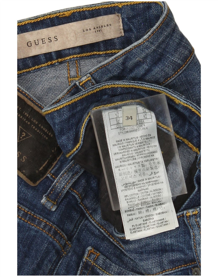 Guess Mens Straight Jeans W34 L32 Azul Algodão