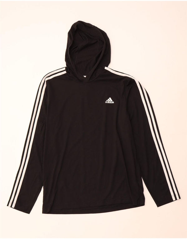 ADIDAS Mens Aeroready Hooded Top Manga Longa Grande Poliéster Preto