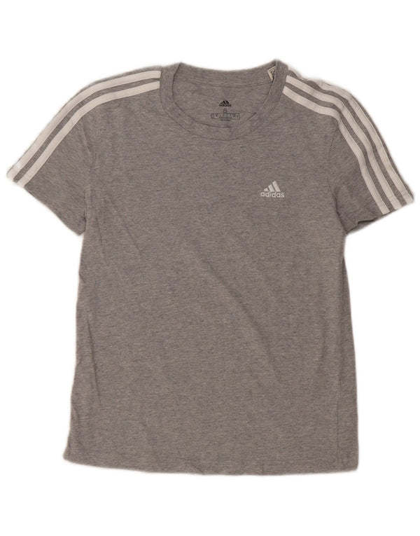 Adidas Womens Crop T-Shirt Top UK 8/10 Pequeno Cinza Algodão
