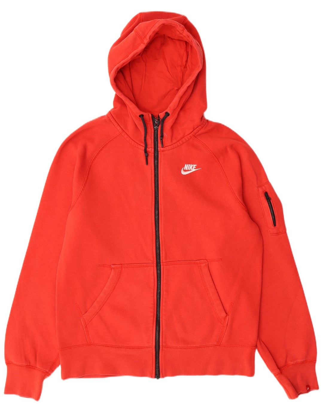 Suéter masculino NIKE com capuz e zíper pequeno vermelho algodão
