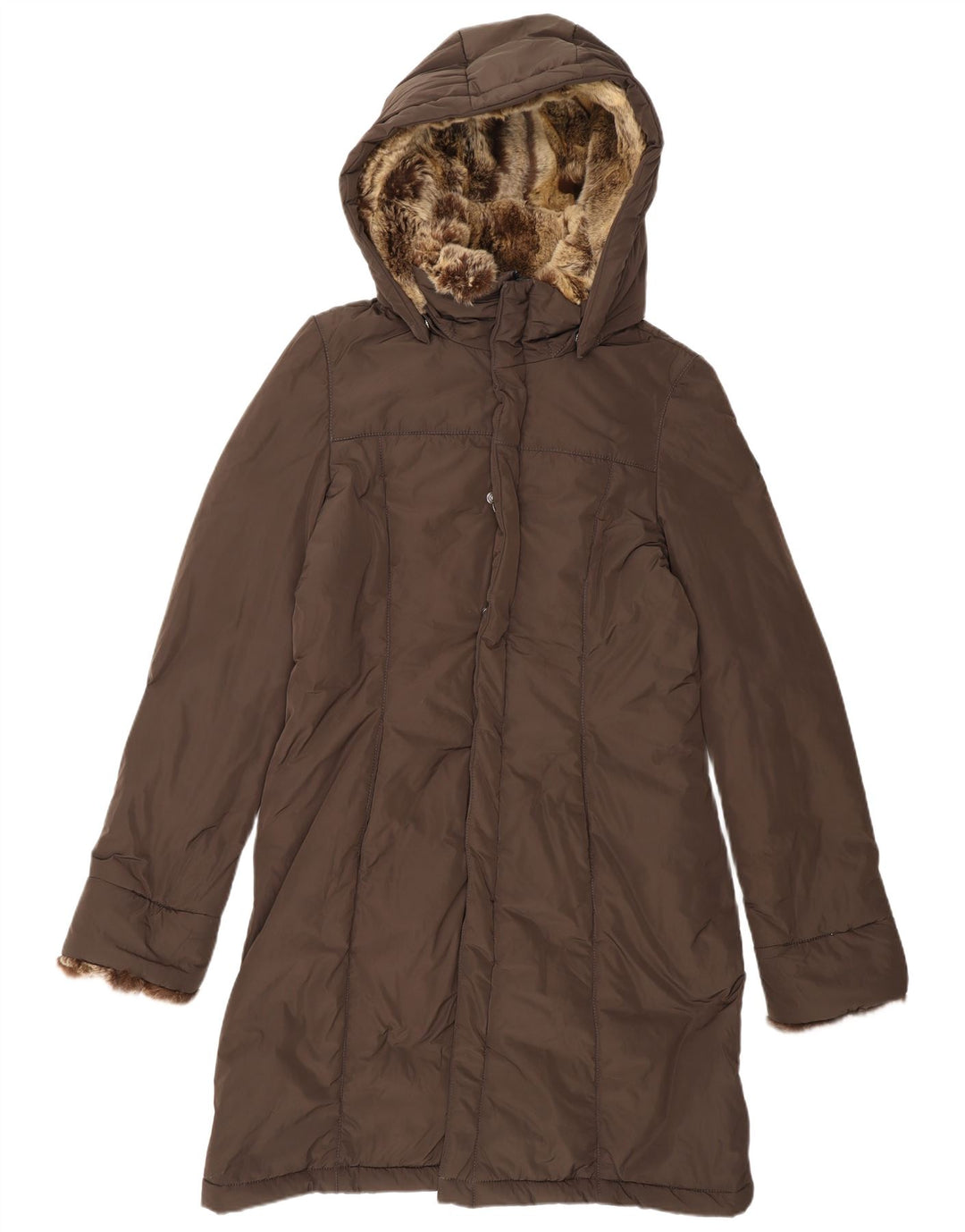 Casaco acolchoado com capuz feminino Refrigiwear IT 46 grande poliéster marrom