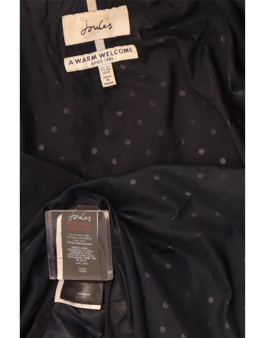 Jaqueta acolchoada feminina JOULES UK 12 poliéster preto médio