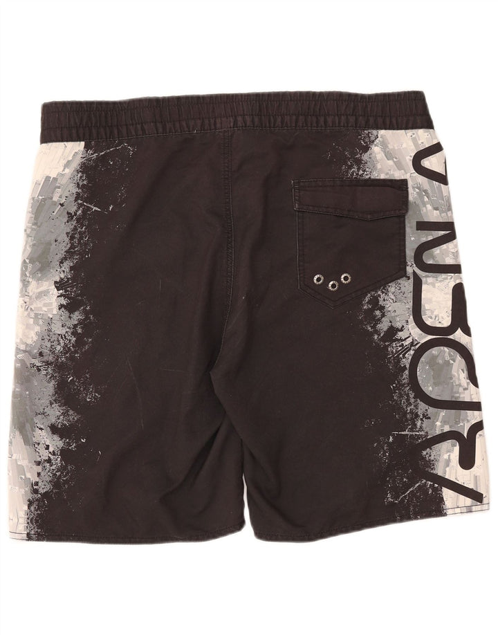 Shorts de natação masculino ARENA gráfico médio preto colorblock poliéster
